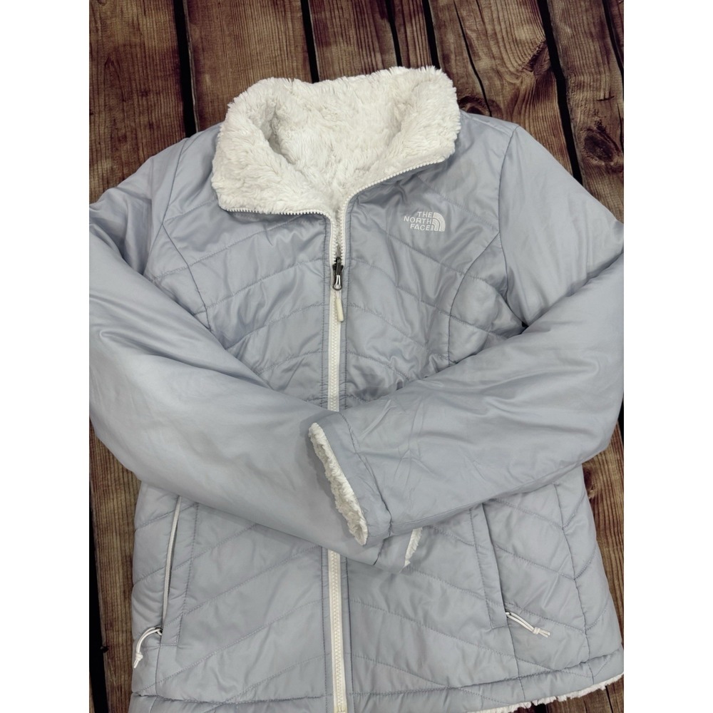 The North Face Women's Gray/White Reversible Quilted Faux Fur Lined Zip Jacket